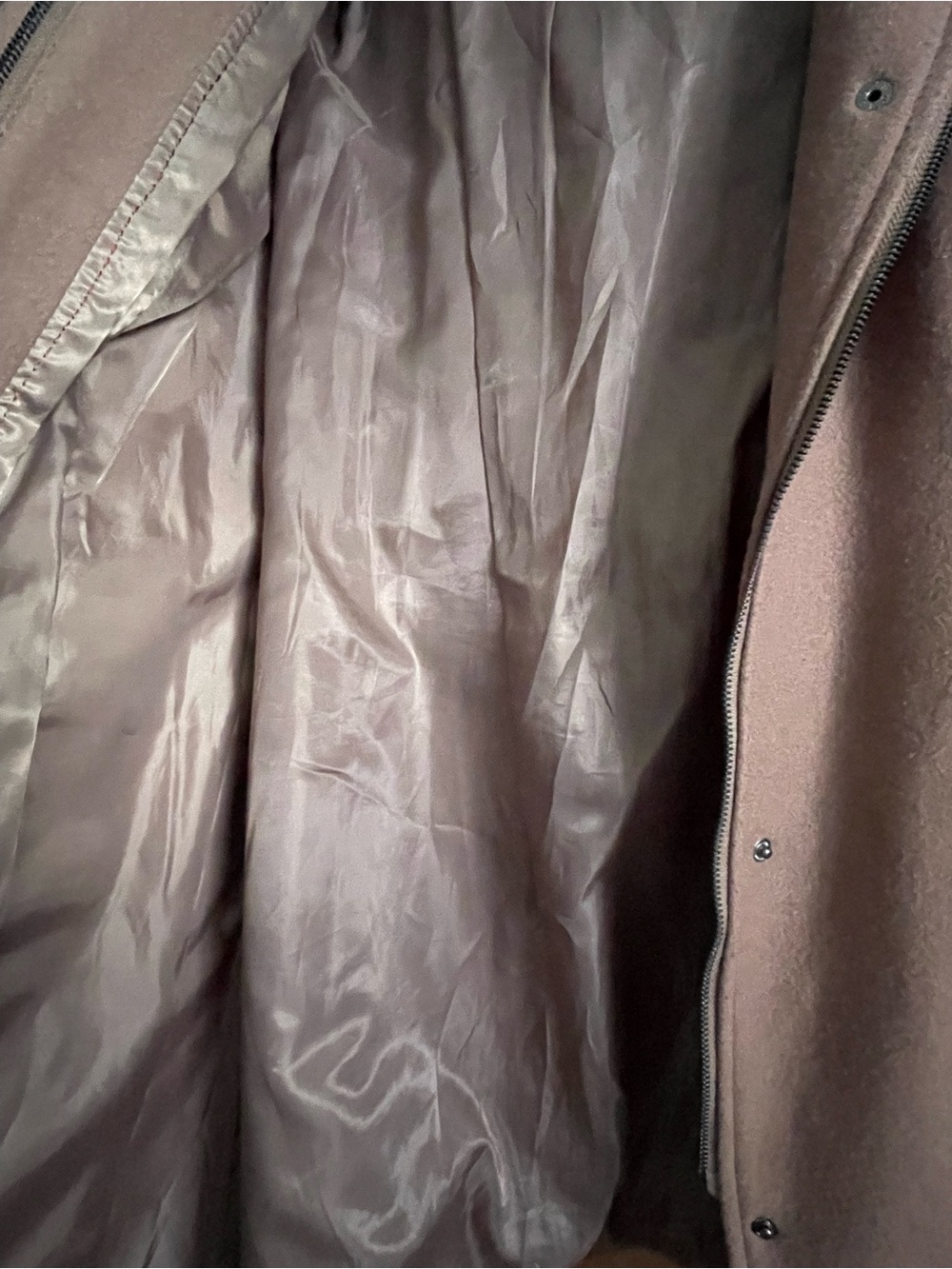 Kenneth Cole New York Taupe Quilted-Sleeve Trench Coat with Faux Fur Trim - Picture 10 of 10